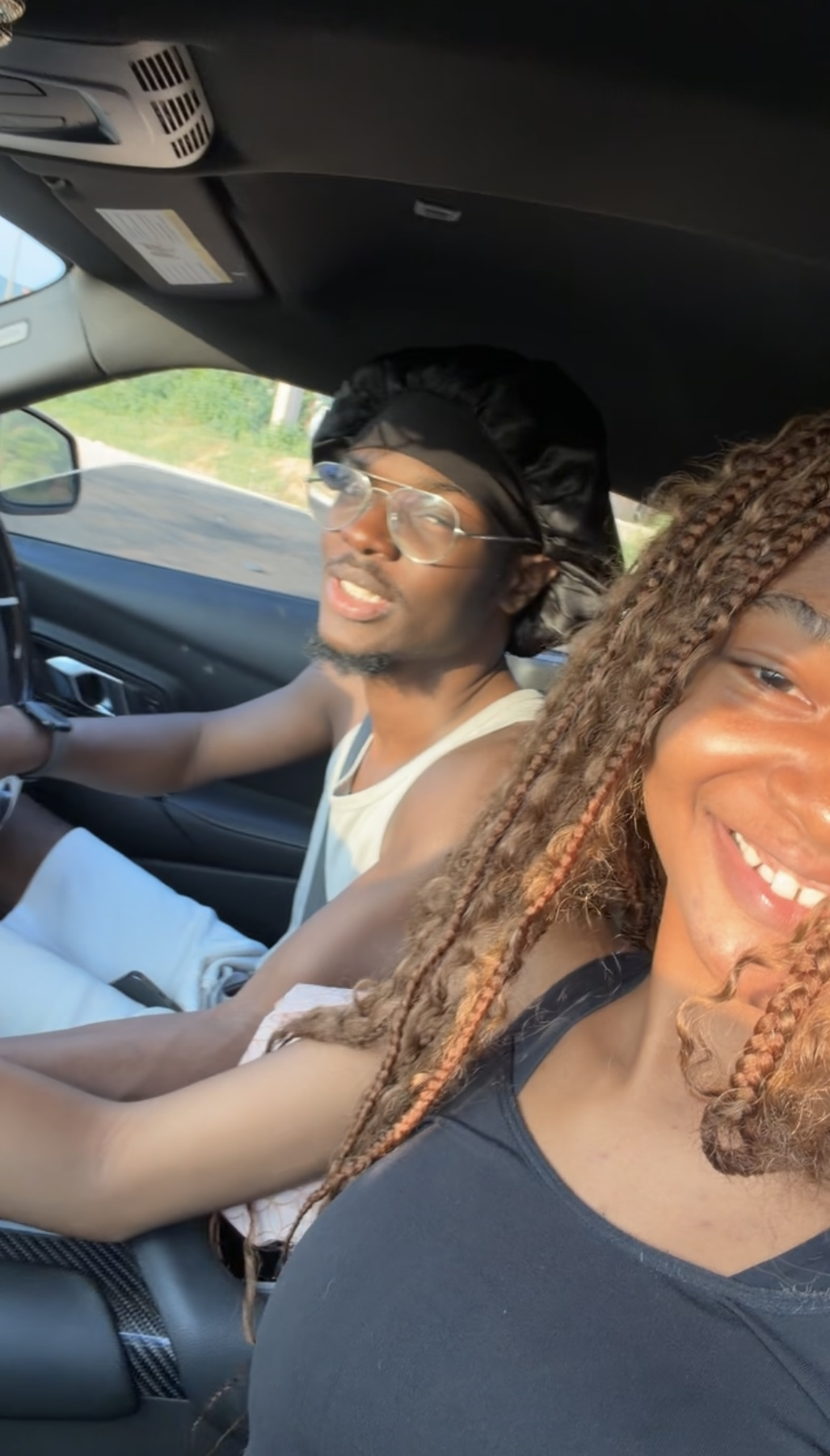 A happy car selfie together